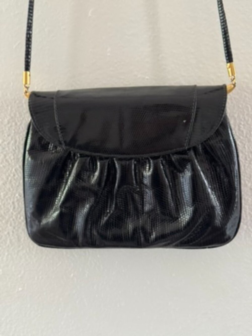 Vintage Black Evening Cross Body Bag or Clutch - Snake Print - Picture 6 of 11